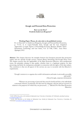 Google and Personal Data Protection