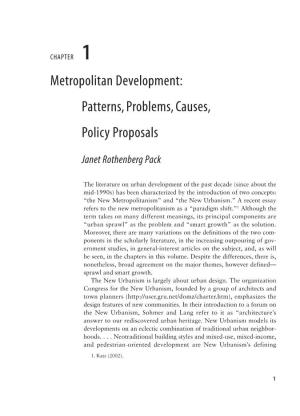 Metropolitan Development: Patterns,Problems,Causes, Policy Proposals