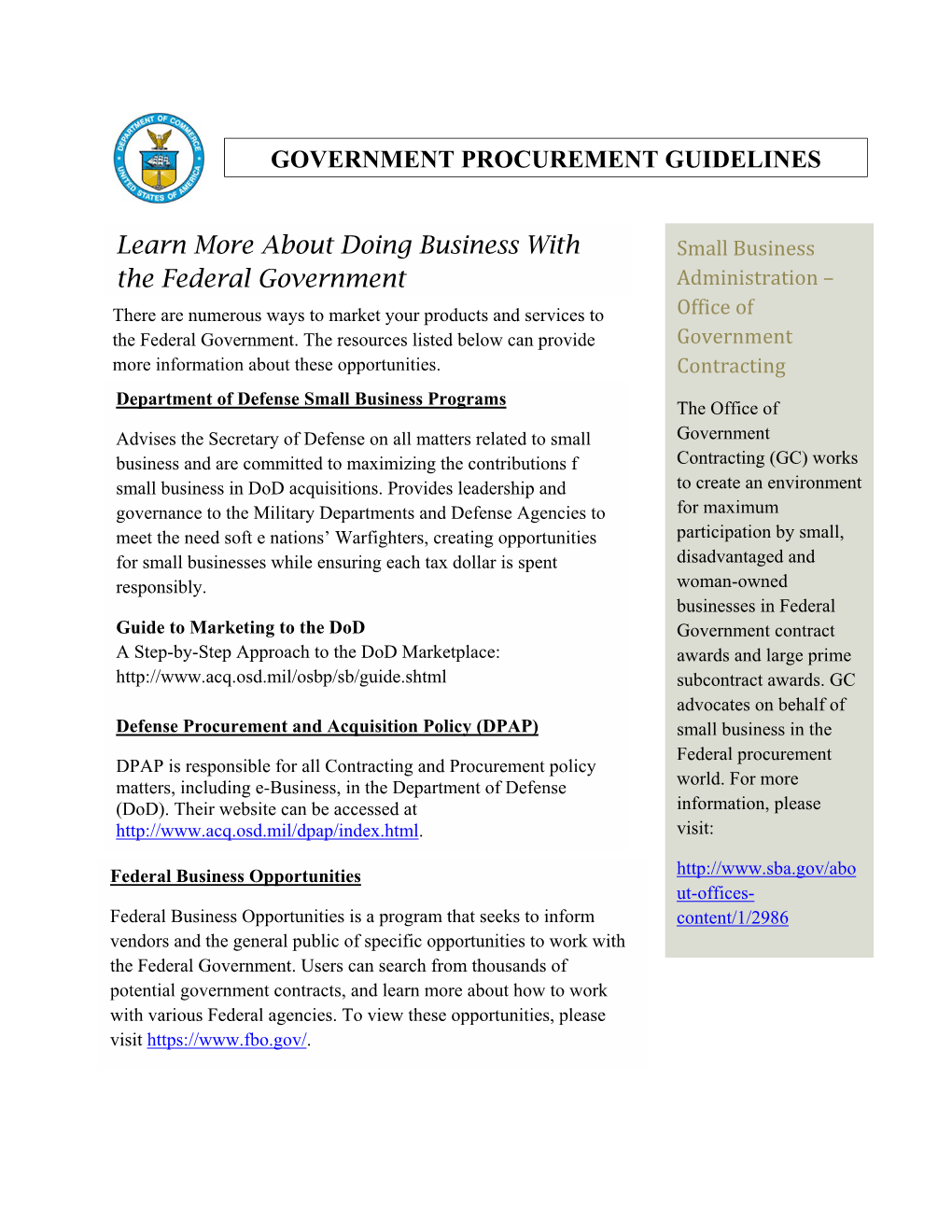 Government Procurement Guidelines