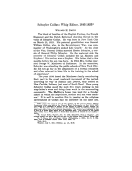 Schuyler Colfax: Whig Editor, 1845-1855*