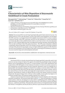 Characteristics of Skin Deposition of Itraconazole Solubilized in Cream Formulation