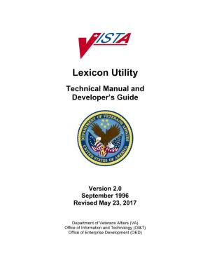 Lexicon Utility Technical Manual and Developer’S Guide