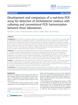 Development and Comparison of a Real-Time PCR Assay for Detection Of