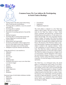 Common Issues We Can Address by Participating in Sixth Chakra Healings