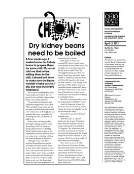 Dry Kidney Beans Need to Be Boiled