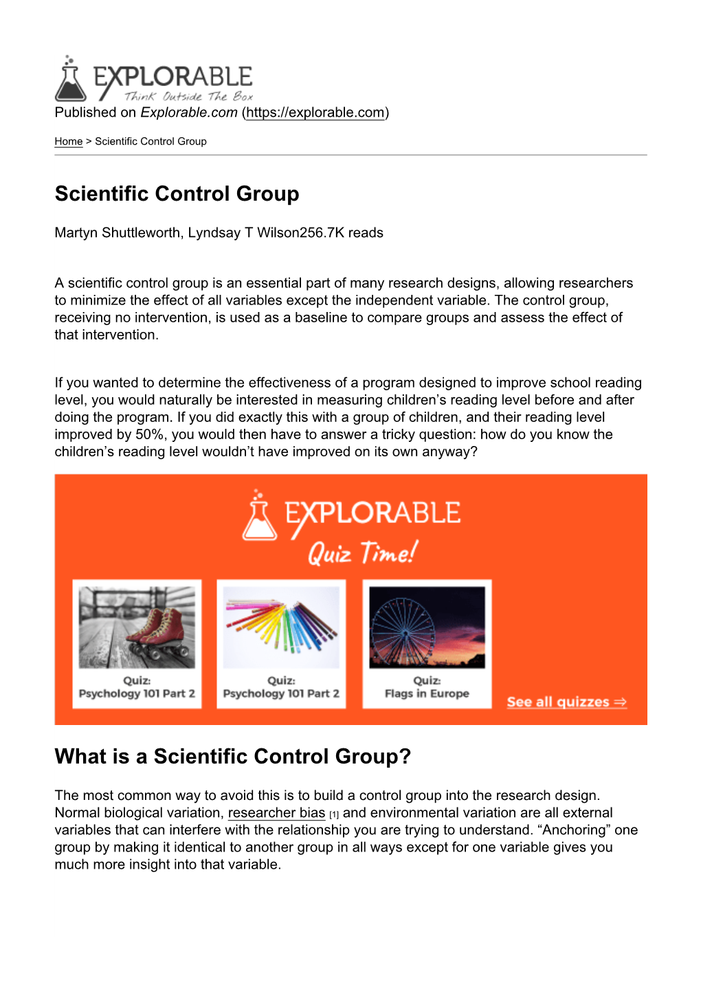 Scientific Control Group