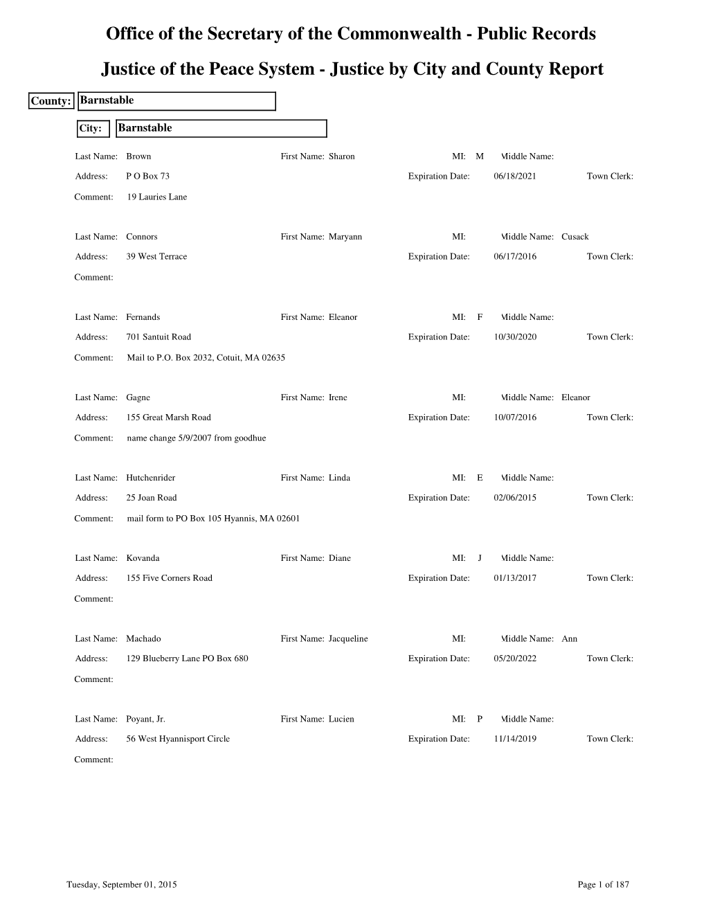 Justice by City and County Report