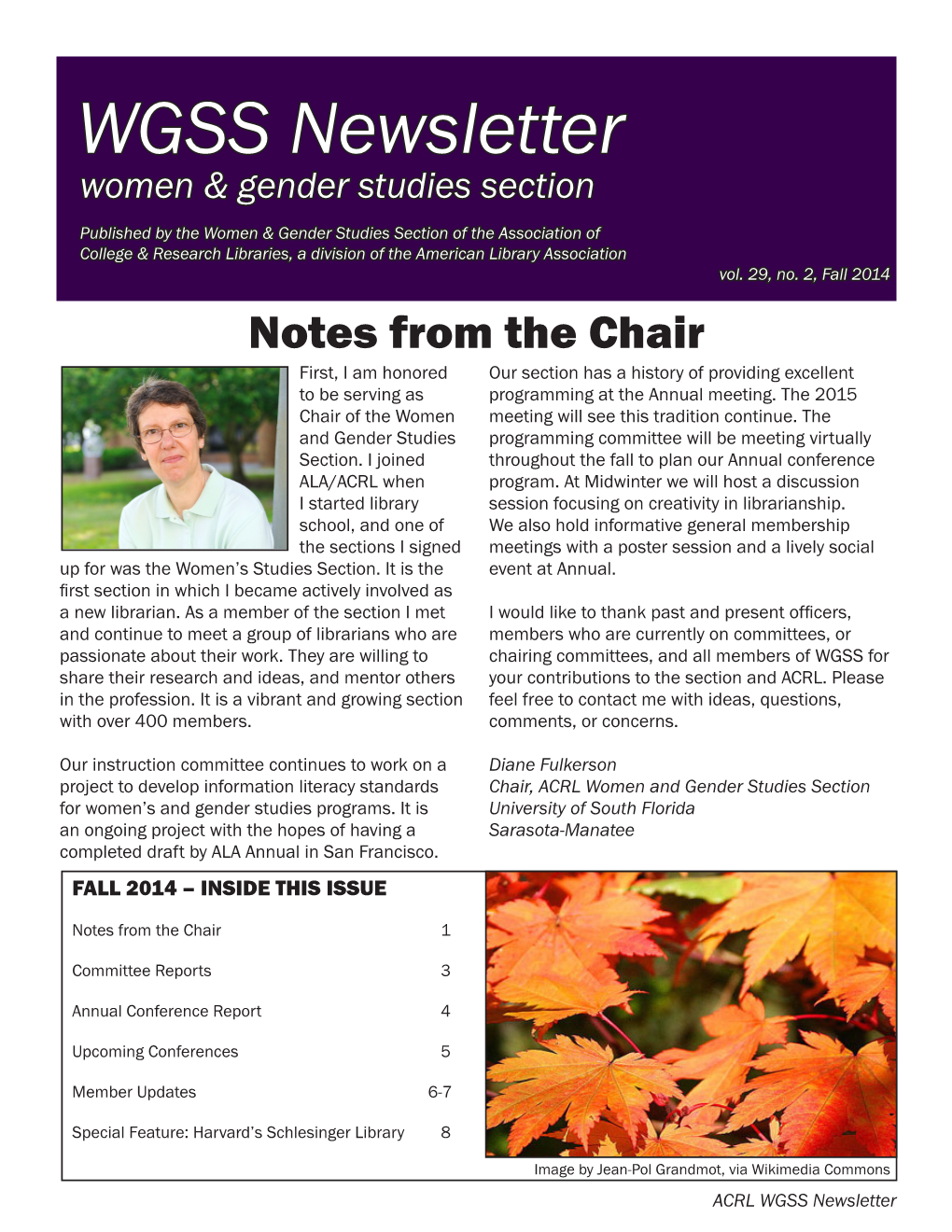 WGSS Newsletter Women & Gender Studies Section