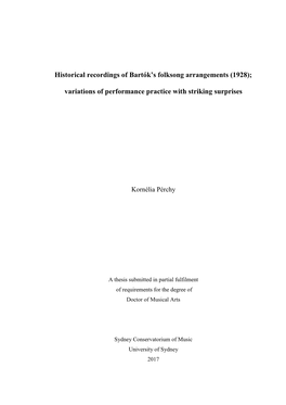 Historical Recordings of Bartók's Folksong Arrangements