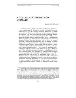 Culture, Cognition, and Climate
