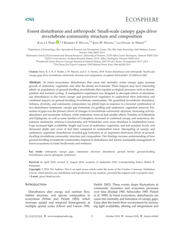 Forest Disturbance and Arthropods: Small‐Scale Canopy Gaps Drive