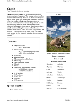 Cattle - Wikipedia, the Free Encyclopedia Page 1 of 15