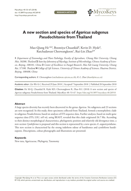 A New Section and Species of Agaricus Subgenus Pseudochitonia from Thailand