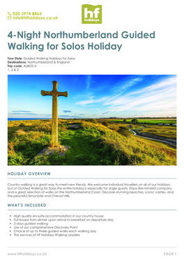 4-Night Northumberland Guided Walking for Solos Holiday
