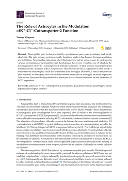 The Role of Astrocytes in the Modulation Ofk+-Cl--Cotransporter