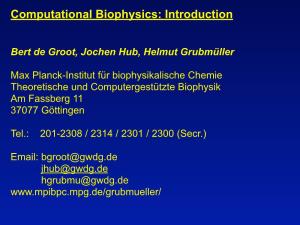 Computational Biophysics: Introduction