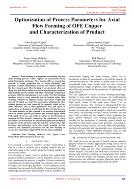 Optimization of Process Parameters for Axial Flow Forming of OFE Copper and Characterization of Product