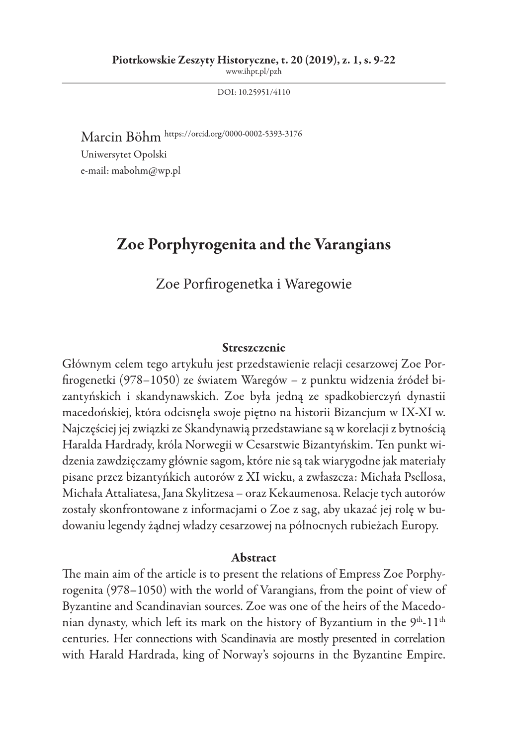 Zoe Porphyrogenita and the Varangians