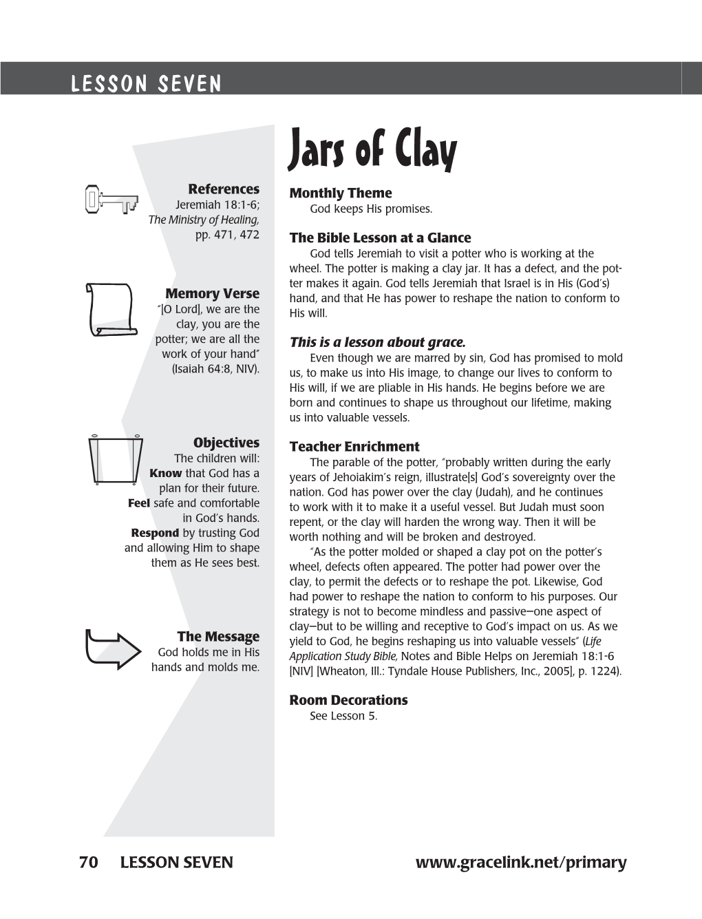 Jars of Clay References Monthly Theme Jeremiah 18:1-6; God Keeps His Promises