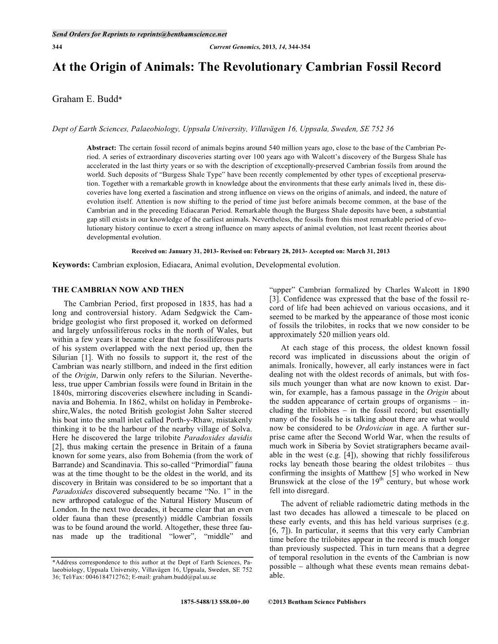 The Revolutionary Cambrian Fossil Record