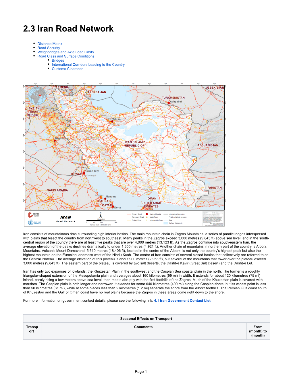 2.3 Iran Road Network