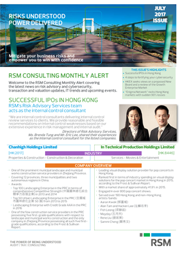 RSM CONSULTING MONTHLY ALERT SUCCESSFUL Ipos IN