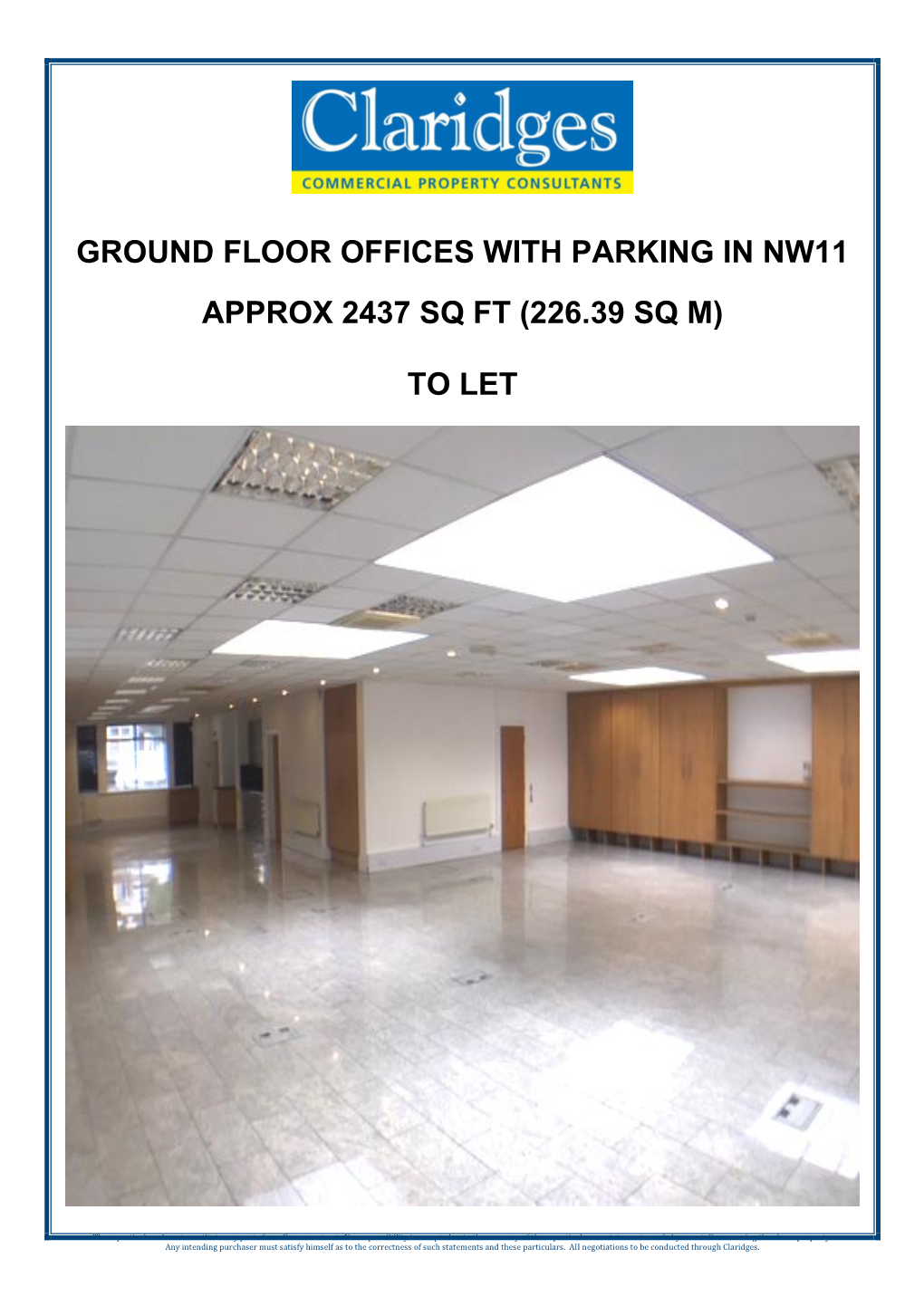 Ground Floor Offices with Parking in Nw11 Approx