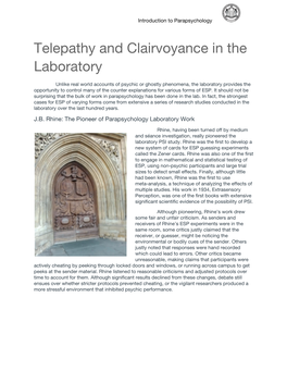 Telepathy and Clairvoyance in the Laboratory