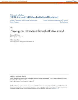 Player-Game Interaction Through Affective Sound. Lennart E