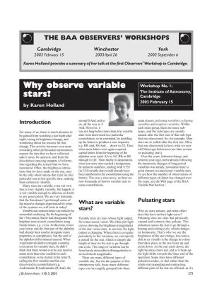 Why Observe Variable Stars (PDF)