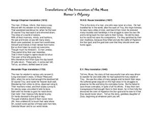Translations of the Invocation of the Muse Homer's Odyssey