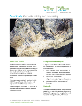 Case Study: Chromite Mining and Processing