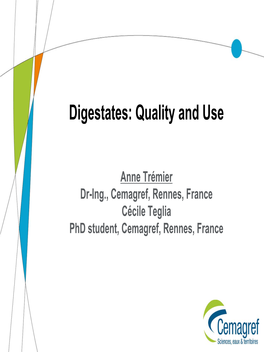 Digestates: Quality and Use