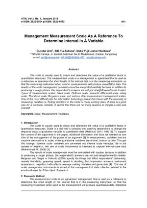 Management Measurement Scale As a Reference to Determine Interval in a Variable