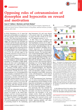 Opposing Roles of Cotransmission of Dynorphin and Hypocretin on Reward and Motivation Xuan Li1, Nathan J
