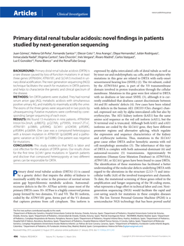 Primary Distal Renal Tubular Acidosis: Novel Findings in Patients Studied by Next-Generation Sequencing