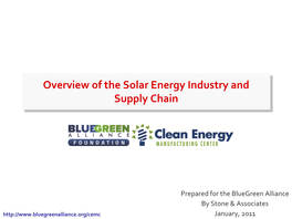 Overview of the Solar Energy Industry and Supply Chain