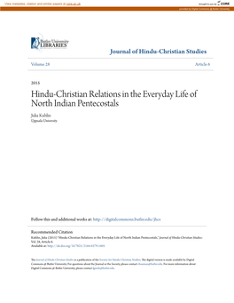 Hindu-Christian Relations in the Everyday Life of North Indian Pentecostals Julia Kuhlin Uppsala University