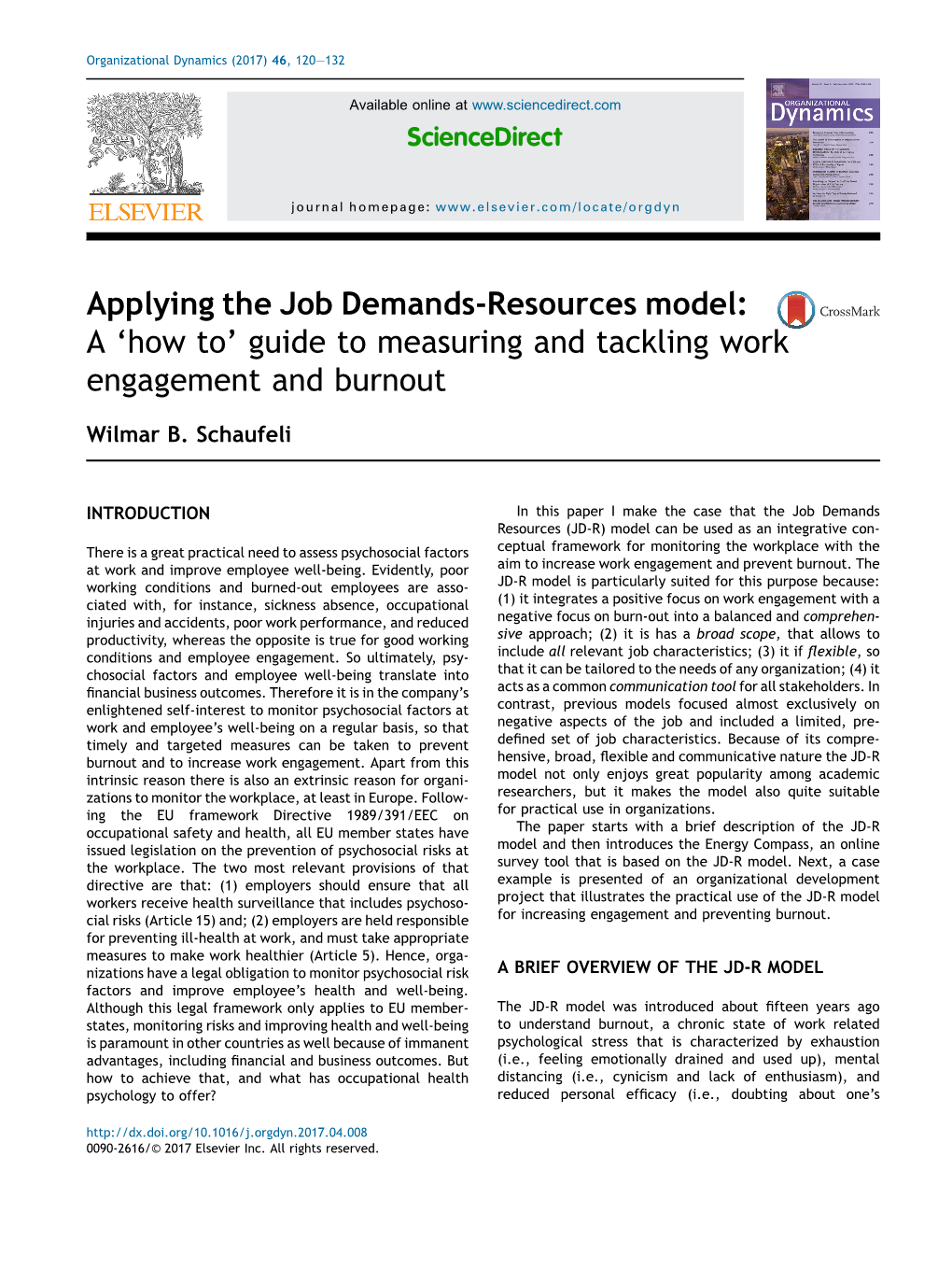 Applying the Job Demands-Resources Model: a 'How