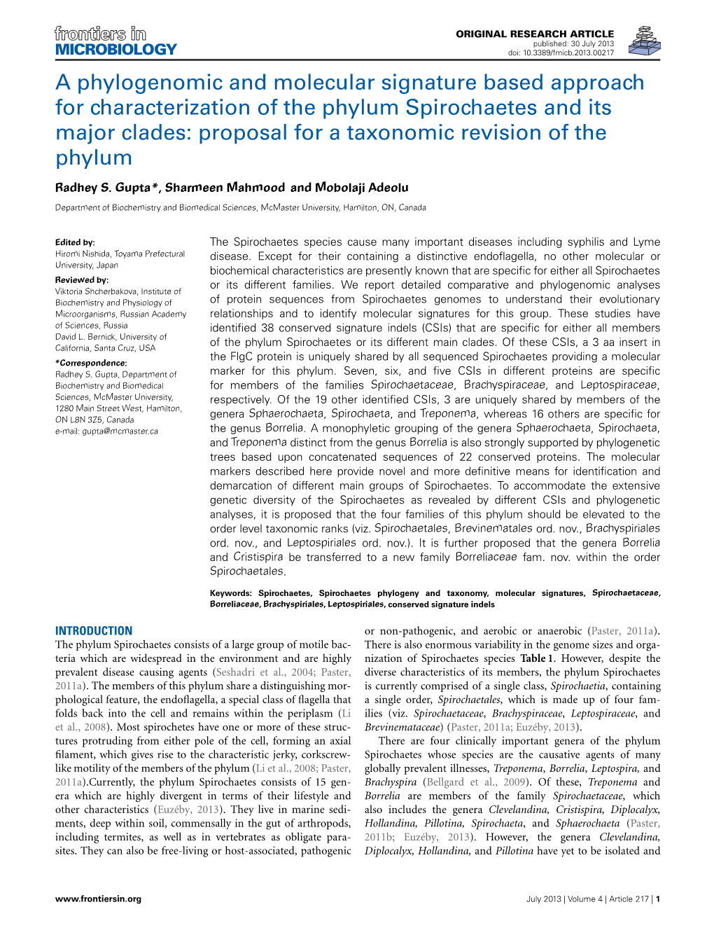 A Phylogenomic and Molecular Signature Based