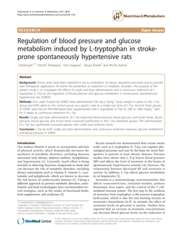 Regulation of Blood Pressure and Glucose Metabolism Induced by L