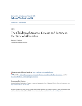 The Children of Amarna: Disease and Famine in the Time of Akhenaten