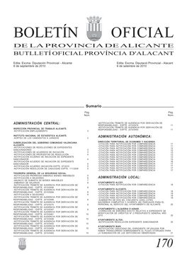 Boletín Oficial De La Provincia De Alicante Butlletí Oficial Província D'alacant