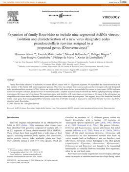 Expansion of Family Reoviridae to Include Nine-Segmented Dsrna