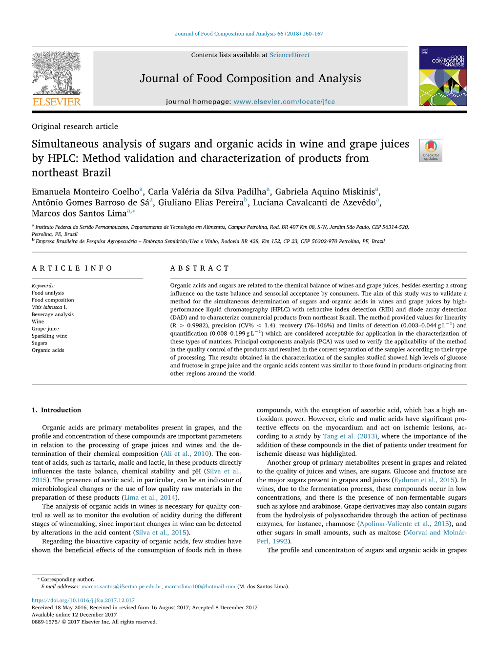 Simultaneous Analysis Of Sugars And Organic Acids In Wine And Grape ...