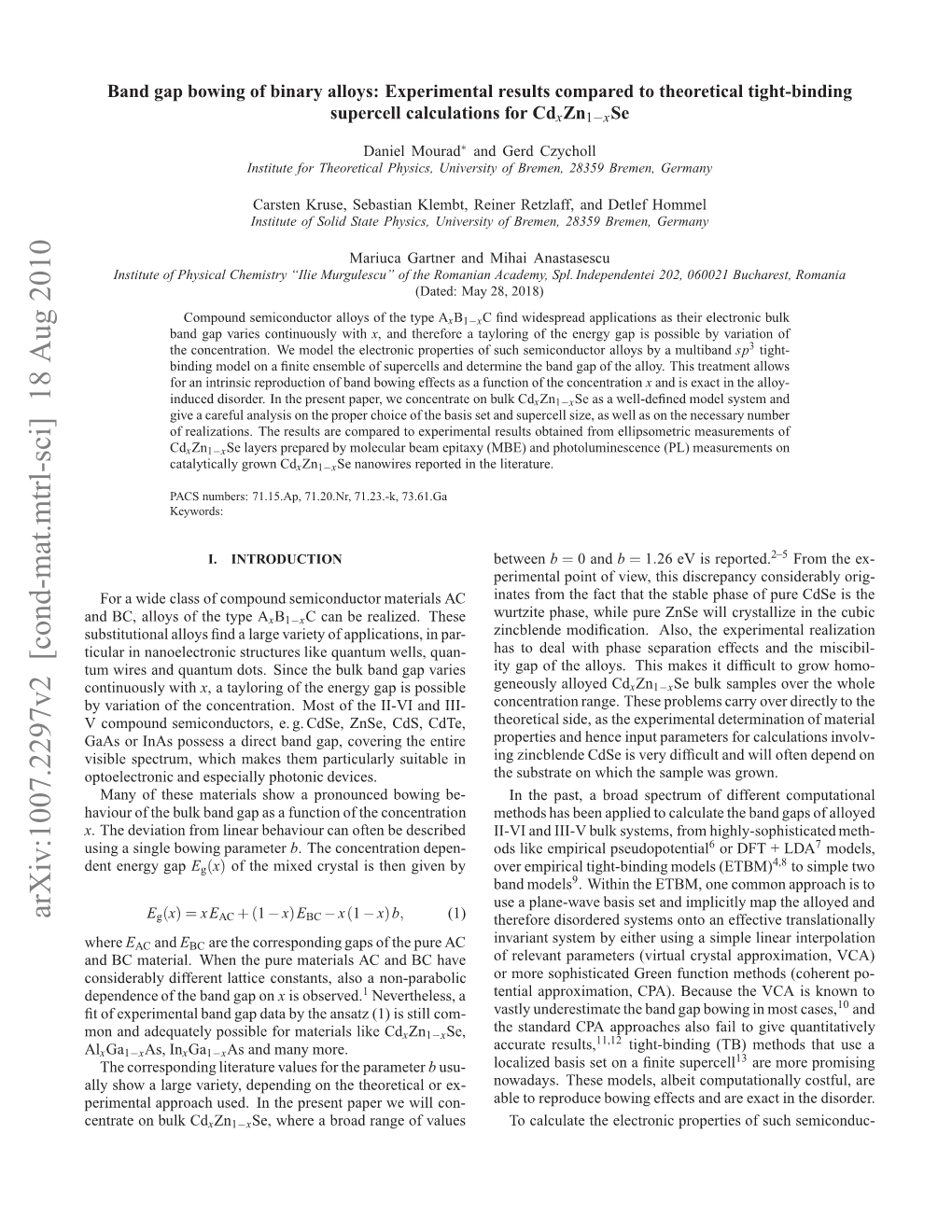 Band Gap Bowing of Binary Alloys: Experimental Results Compared To