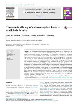 Therapeutic Efficacy of Chitosan Against Invasive Candidiasis in Mice