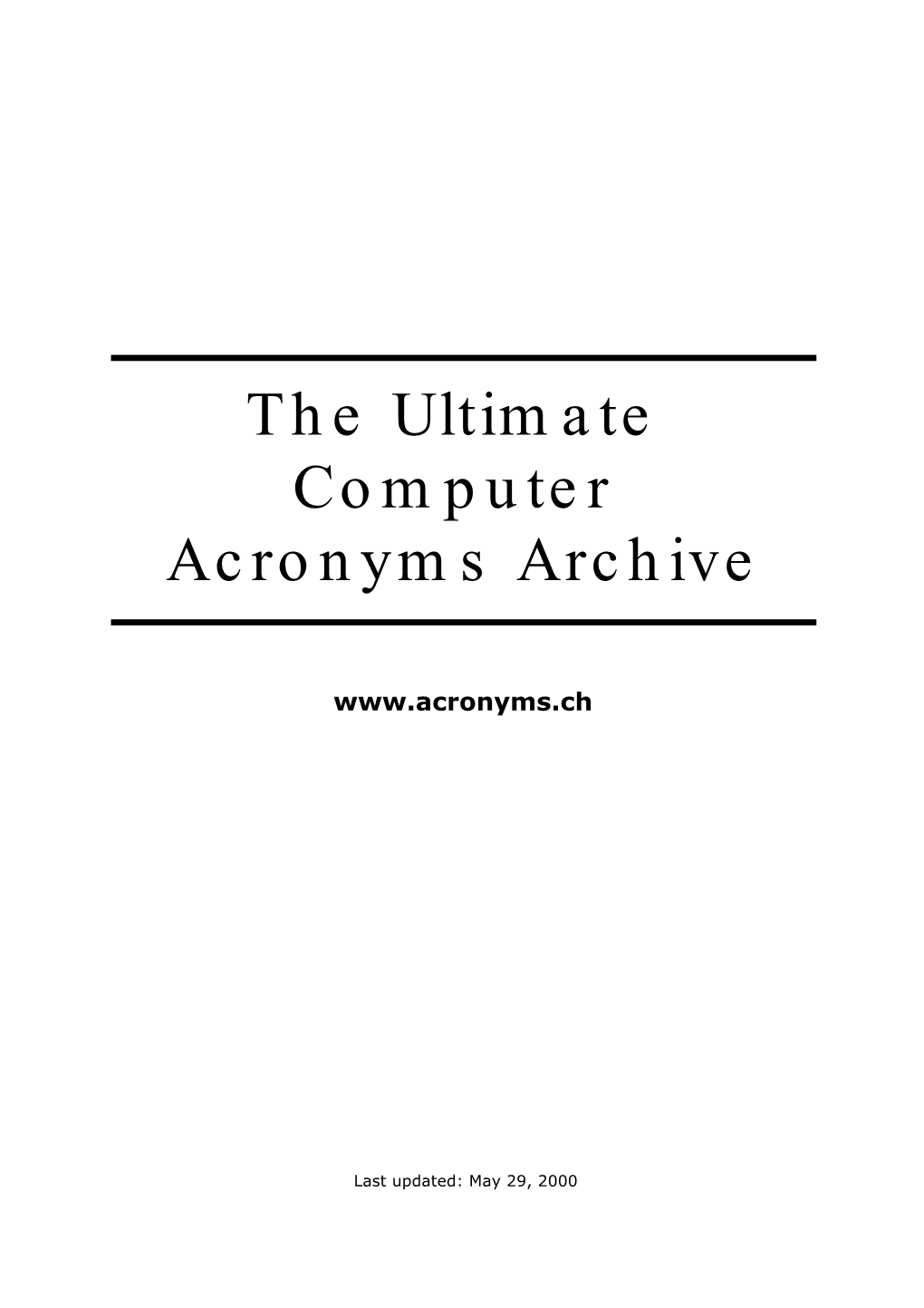 The Ultimate Computer Acronyms Archive