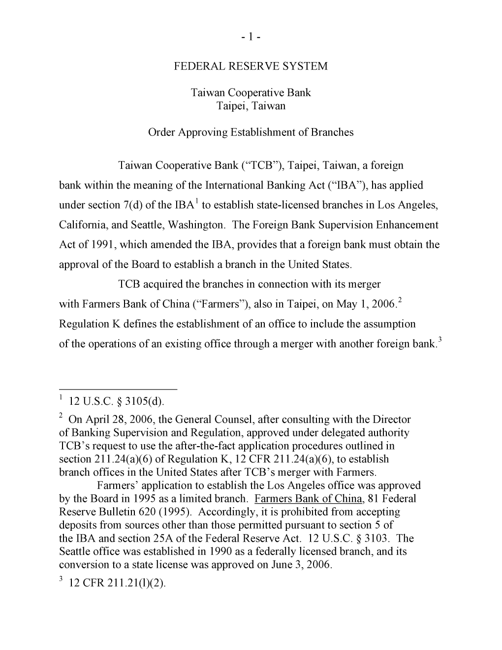 Approval of Proposal by Taiwan Cooperative Bank