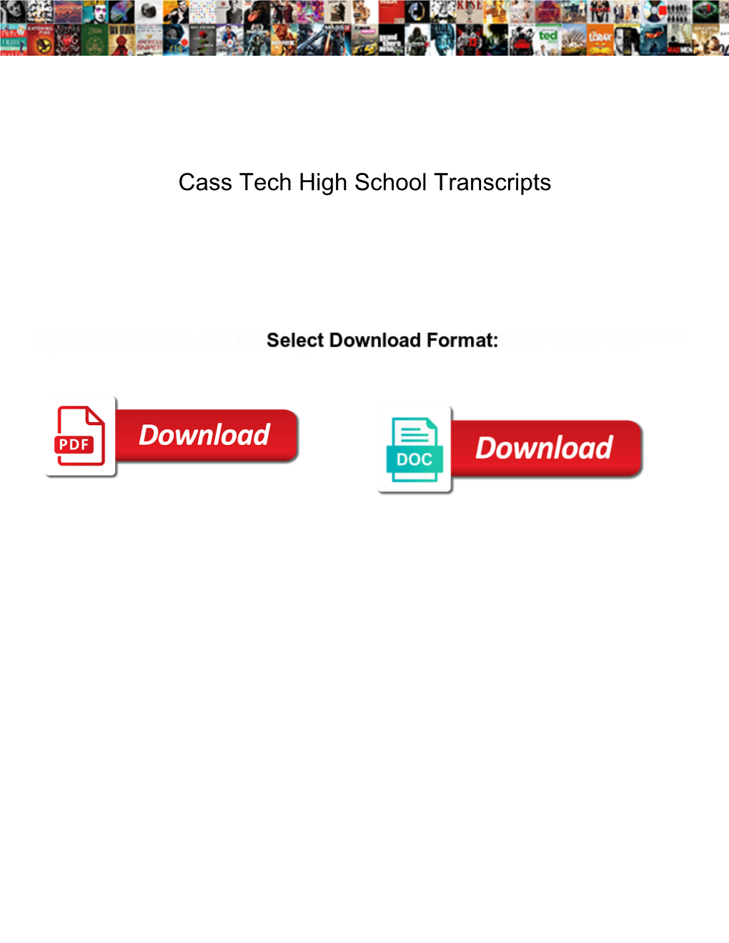 Cass Tech High School Transcripts